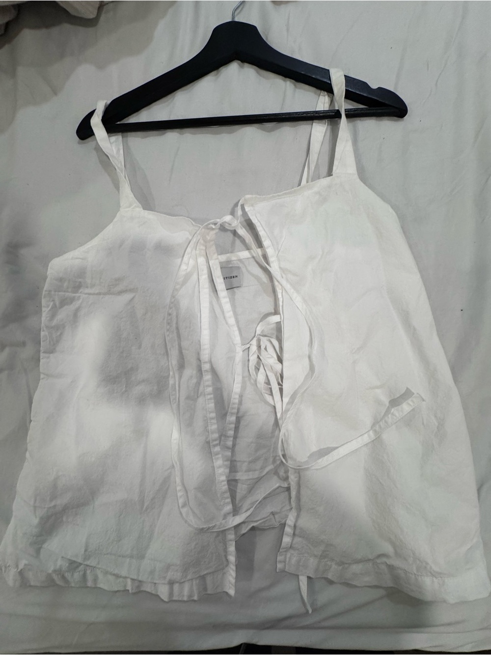 Modern Citizen White Tie-Front Long Sleeve Tank Top